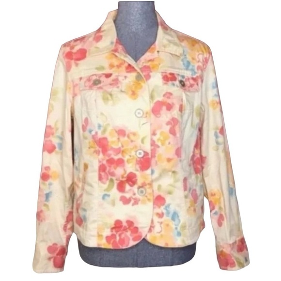 2/$20 Coldwater Creek lightweight  floral Jacket size Medium - Picture 2 of 4